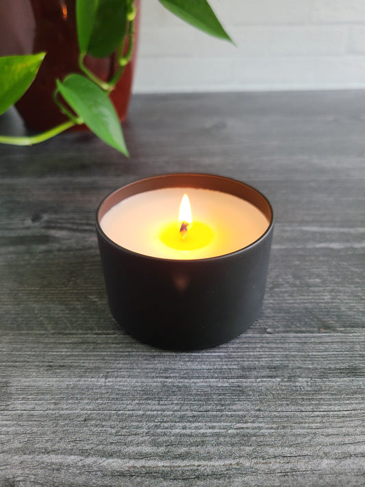 Soy Wax Candles, Highly Scented, Winter Scents, Manly Scents, Black Tin Candles